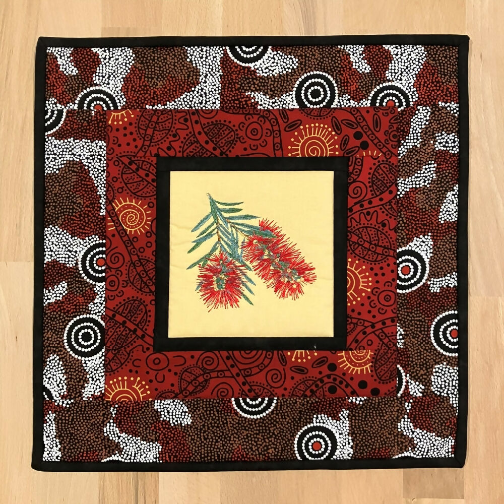 handmade Australian native quilted - bottlebrush