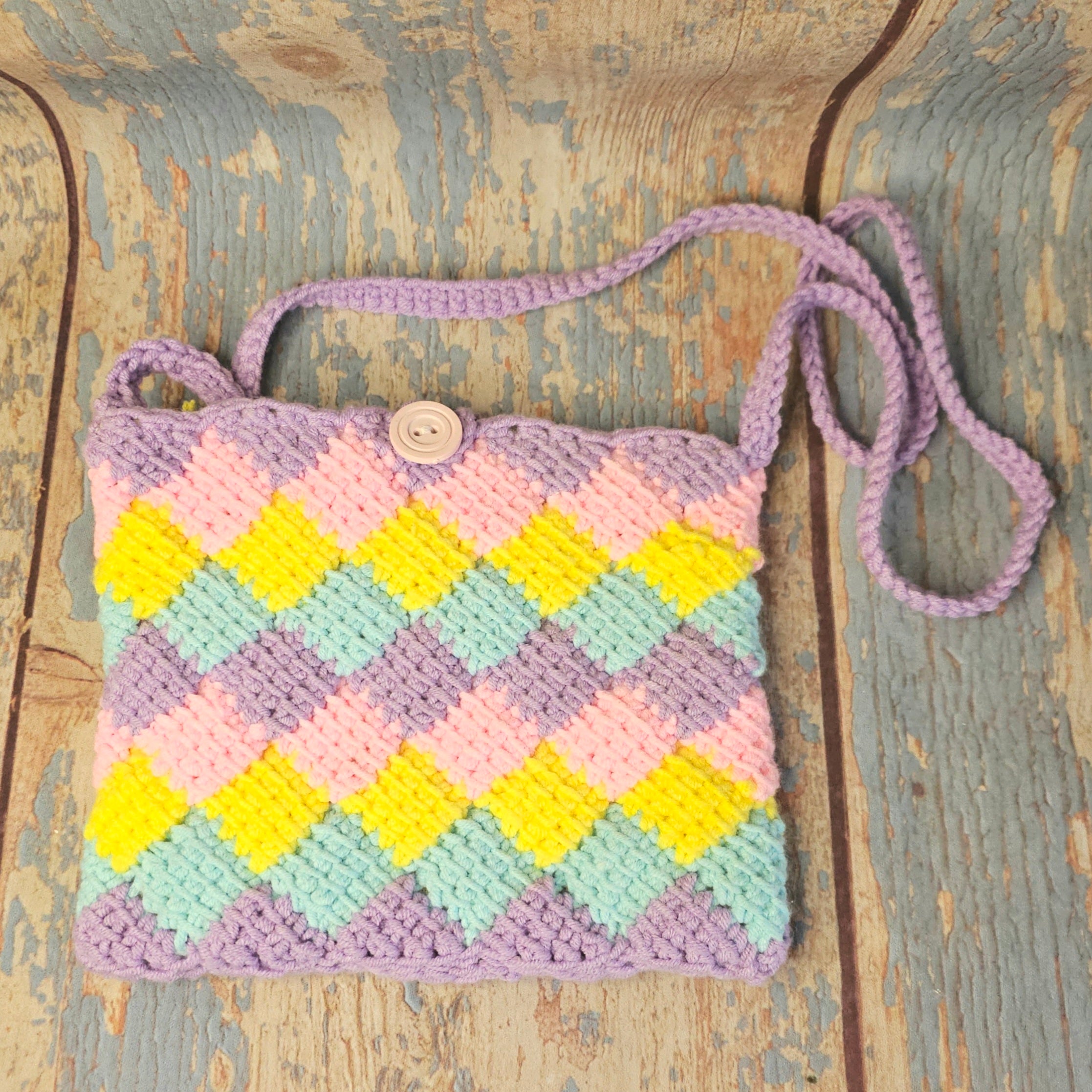 Tunisian Crochet Child's Shoulder Bag