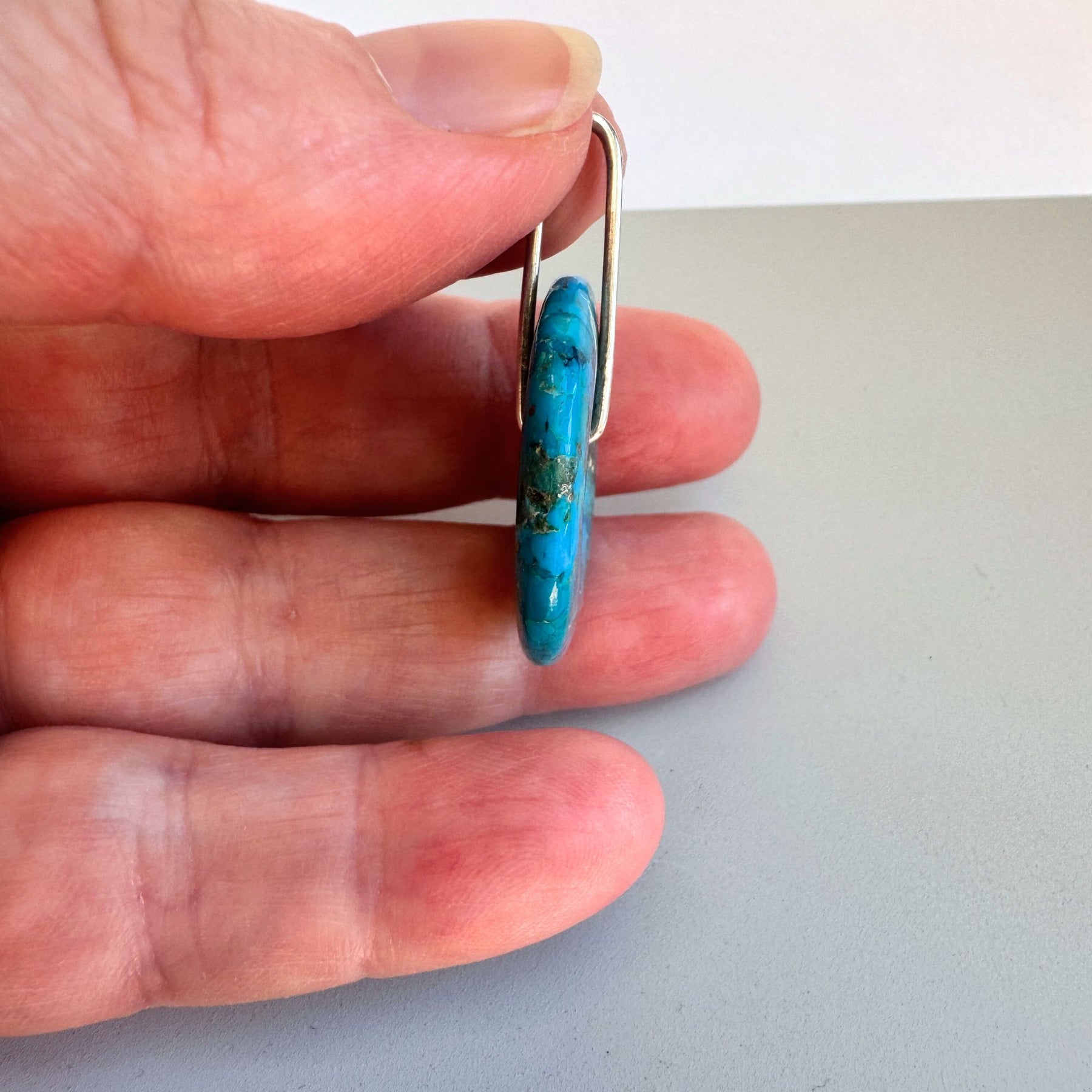 Turquoise donut sterling silver pendant