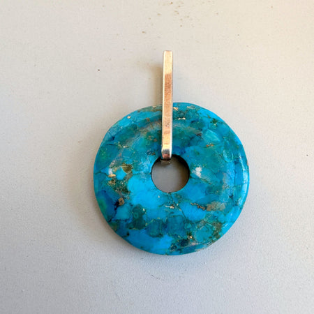 Turquoise donut sterling silver pendant