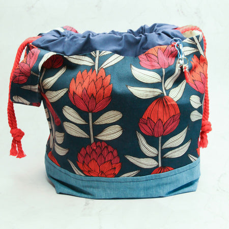 Large Knitting Project Bag - Red Waratah