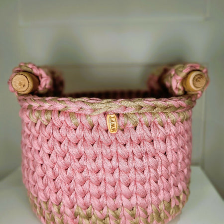 Blossom Pink/Wheat | Medium Basket | Handmade | Sustainable | Fibre Art | Storage