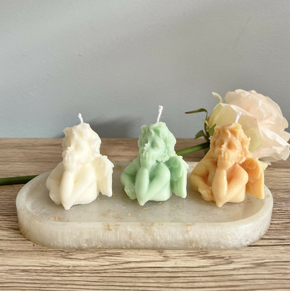 Small Cherub Pillar Candle