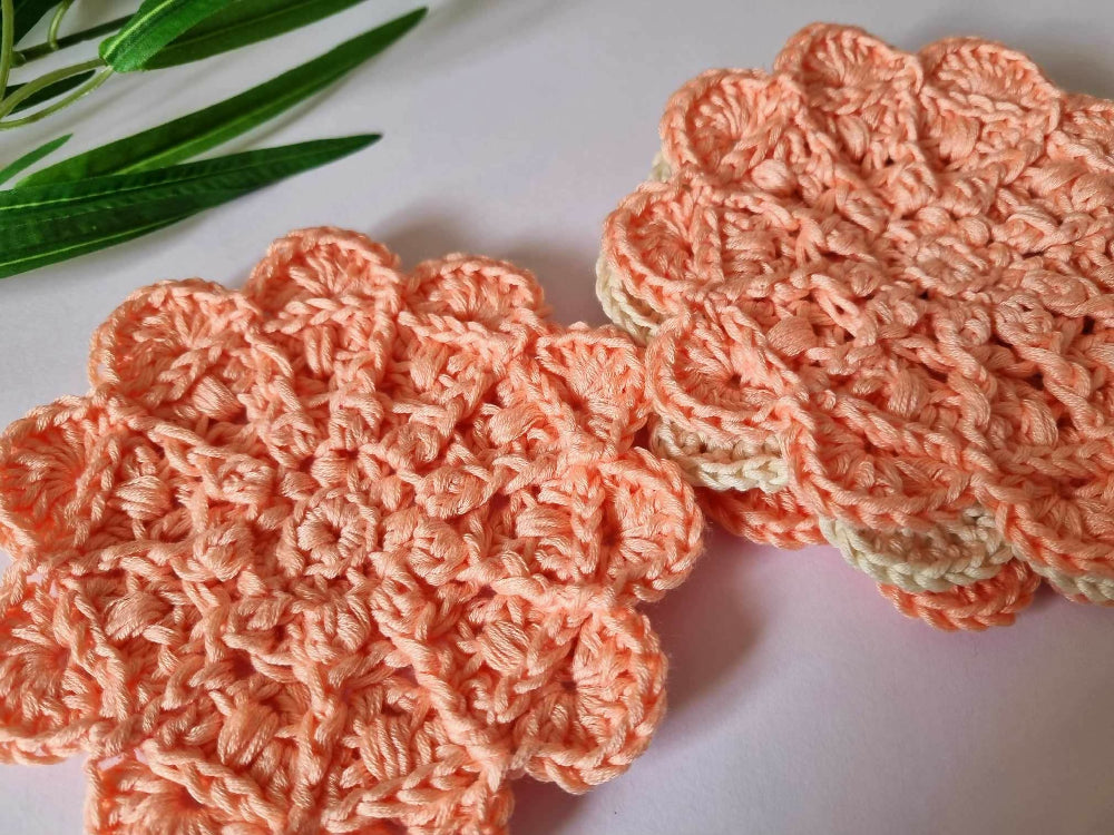 Boho Swirl Crochet Coasters | Peach | Coral