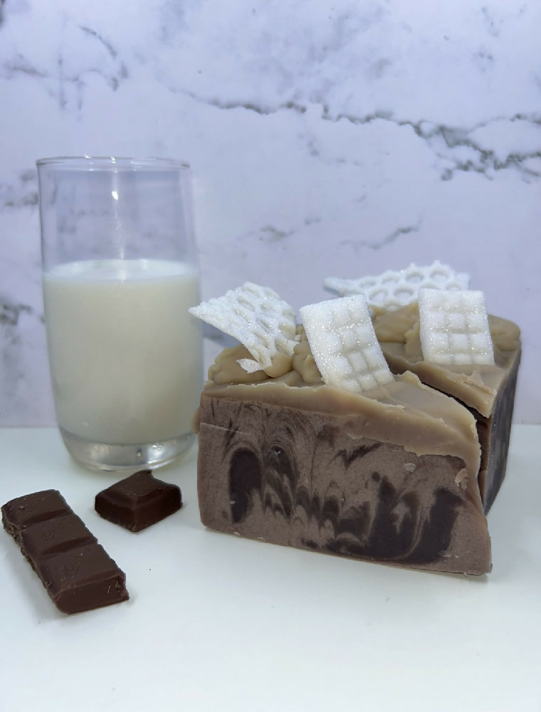 Chocolate goats milk soap cake slice