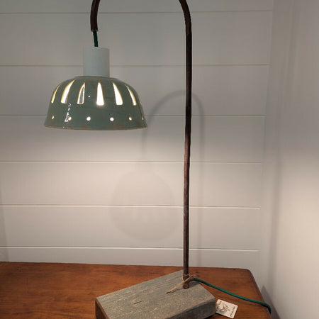 Rundle Copper Timber Lamp with Ceramic Pottery Shade - Handcrafted Artisan Lamp