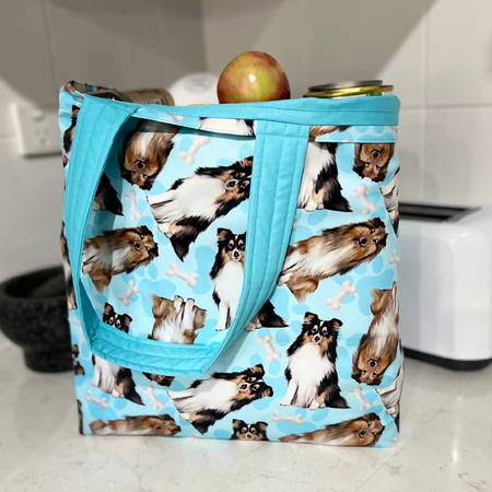 Grocery Tote ... Shetland Sheepdog ... Lined with storage pouch