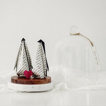 Twin Penguins Custom First Wedding Anniversary Gift