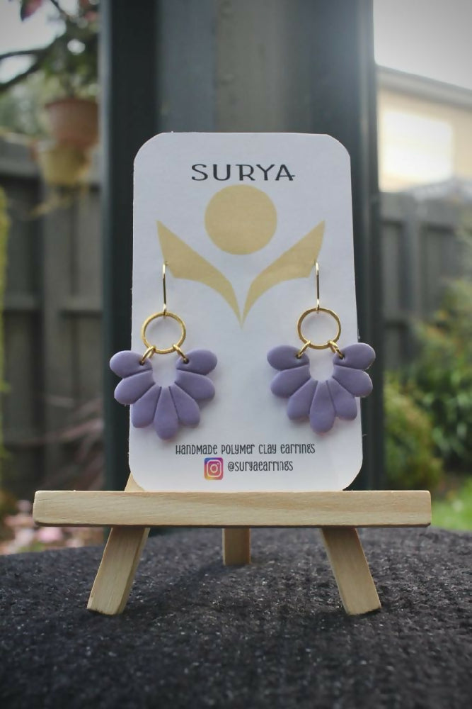 Lilac& Gold Petal hook earrings