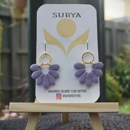 Lilac& Gold Petal hook earrings