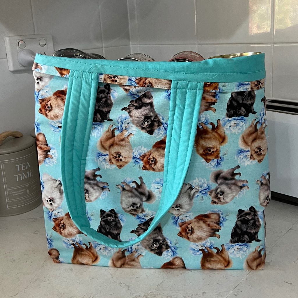 Grocery Tote .. Pomeranian .. Lined with storage pouch