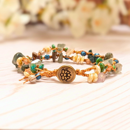 Indian agate bracelet - May birthstone - OOAK - Size medium