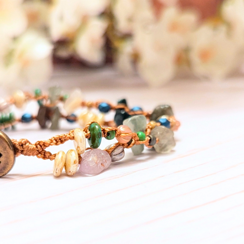 Indian agate bracelet - May birthstone - OOAK - Size medium