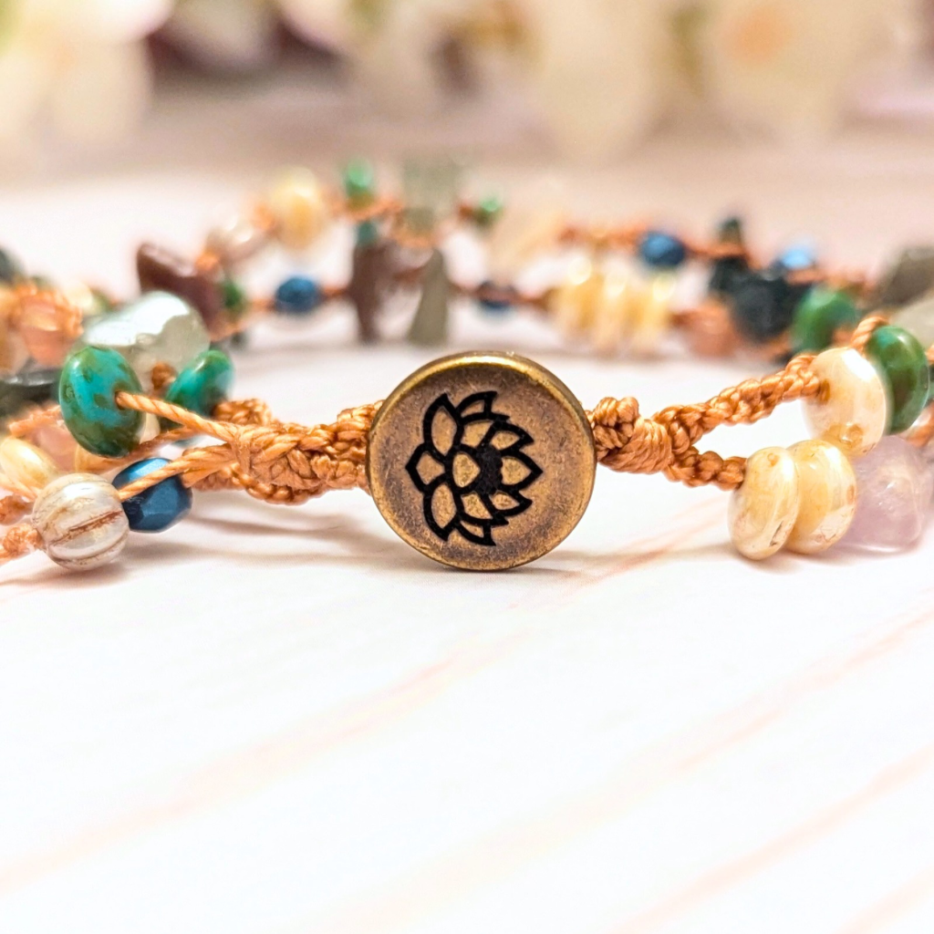 Indian agate bracelet - May birthstone - OOAK - Size medium