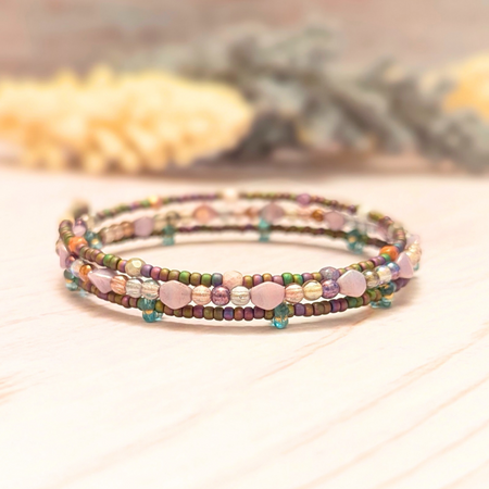 Beaded wire bracelet | Unique | One of a kind design | Minimalist boho