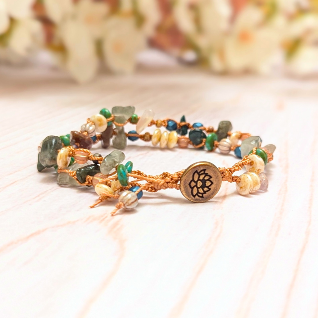 Indian agate bracelet - May birthstone - OOAK - Size medium