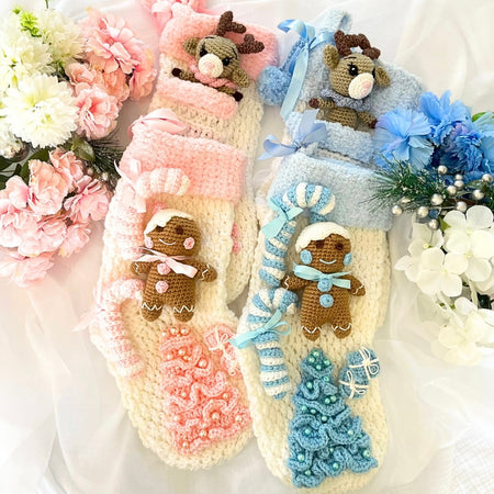 Handmade Baby Xmas Reindeer Stocking