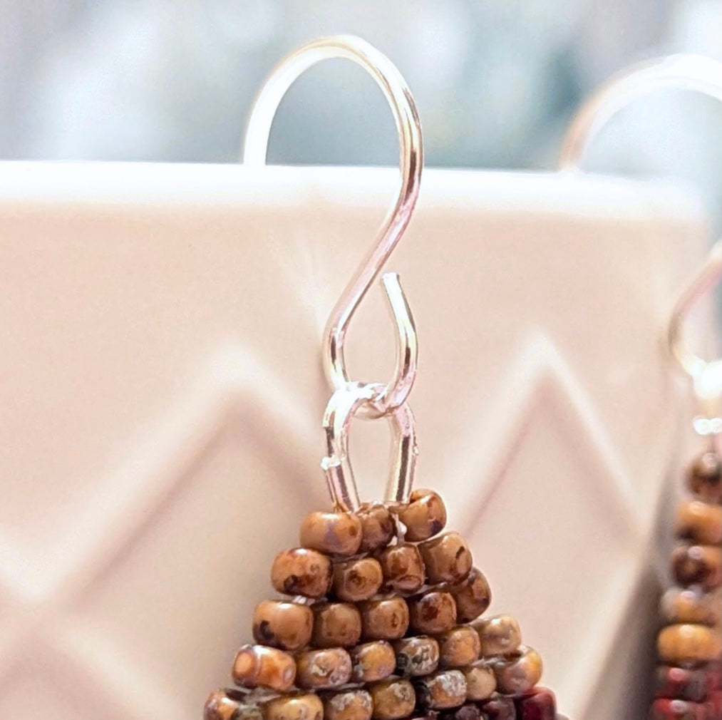 Hand stitched beaded earrings | Sterling silver french earwires | One of a kind