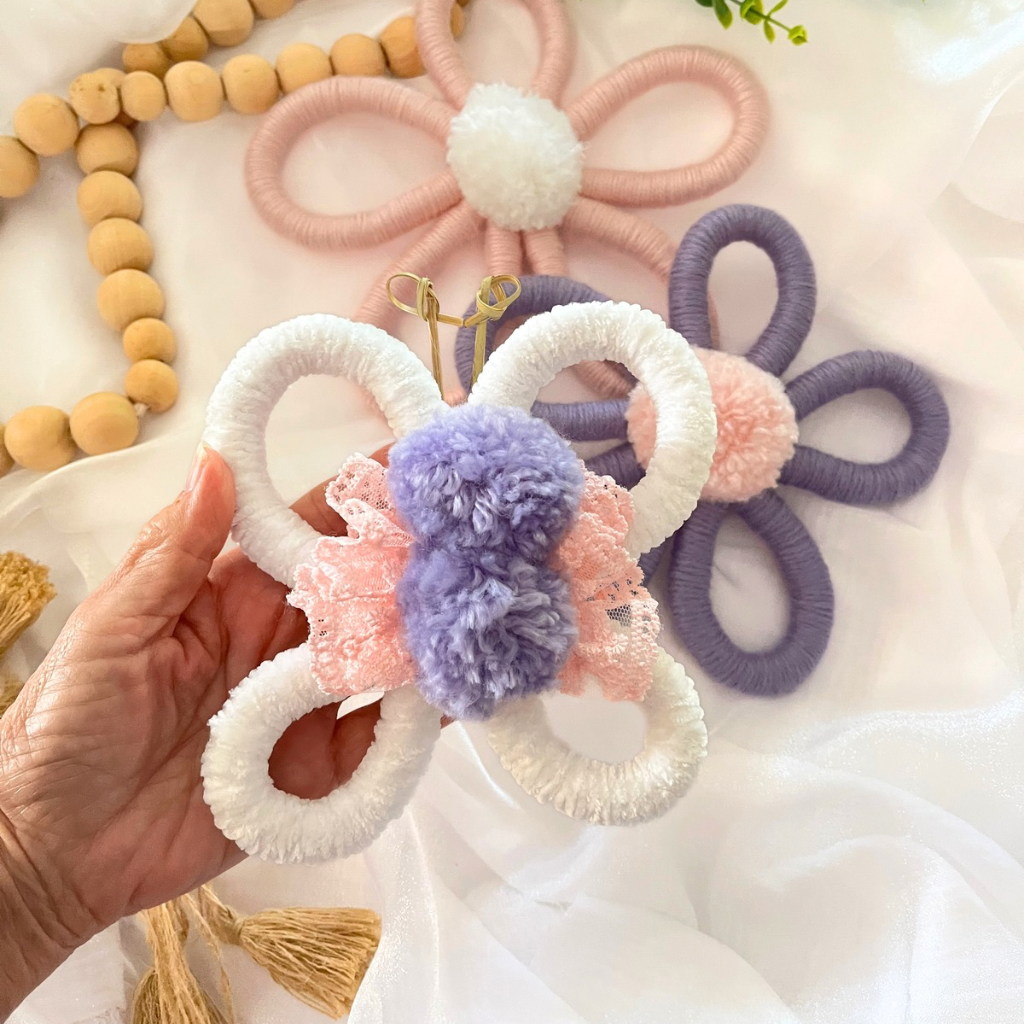 Flower Butterfly Macrame Wall Hanging, Wall Decor