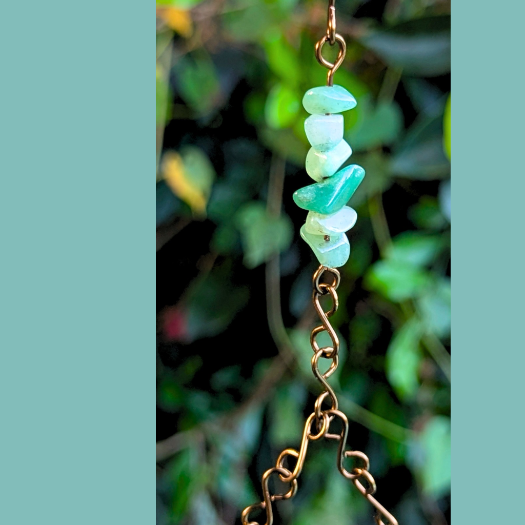 Tree suncatcher with swing | Green aventurine gemstones | Wire wrapped |