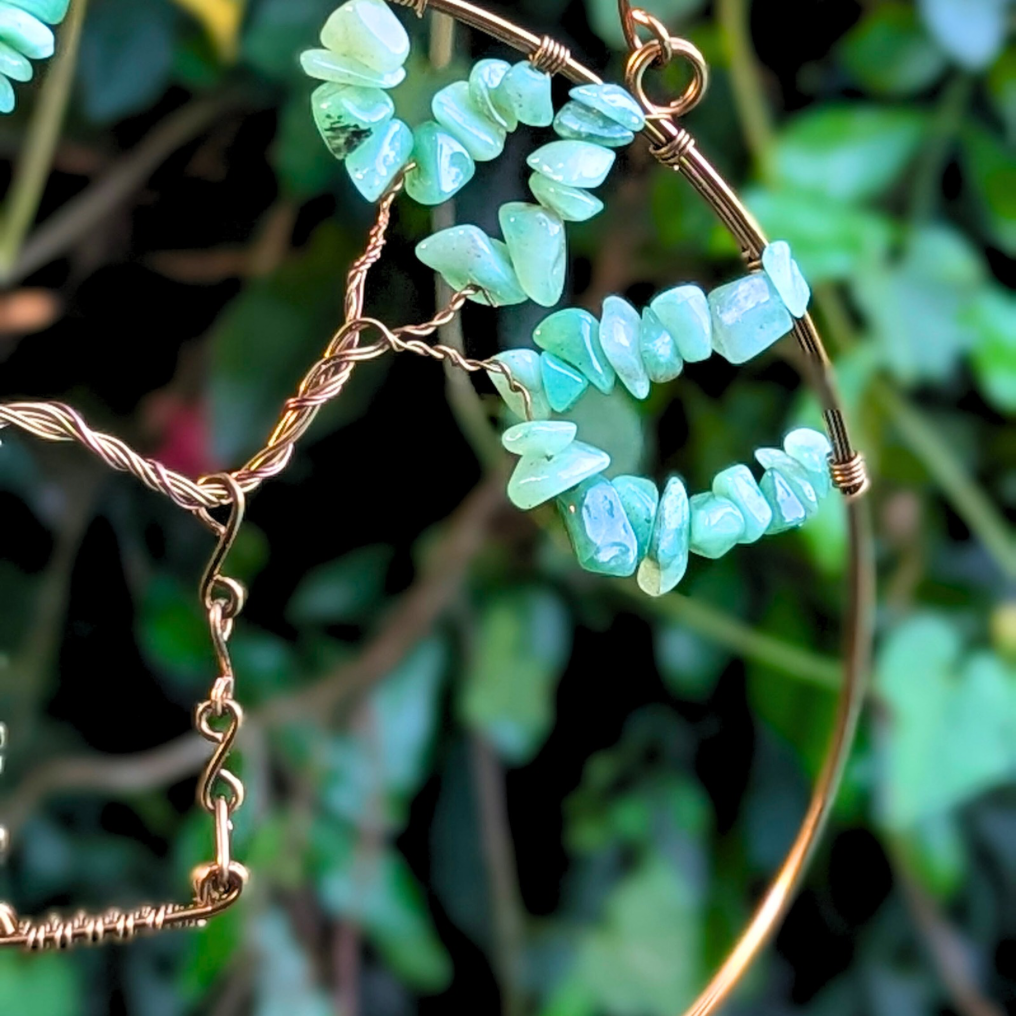 Tree suncatcher with swing | Green aventurine gemstones | Wire wrapped |