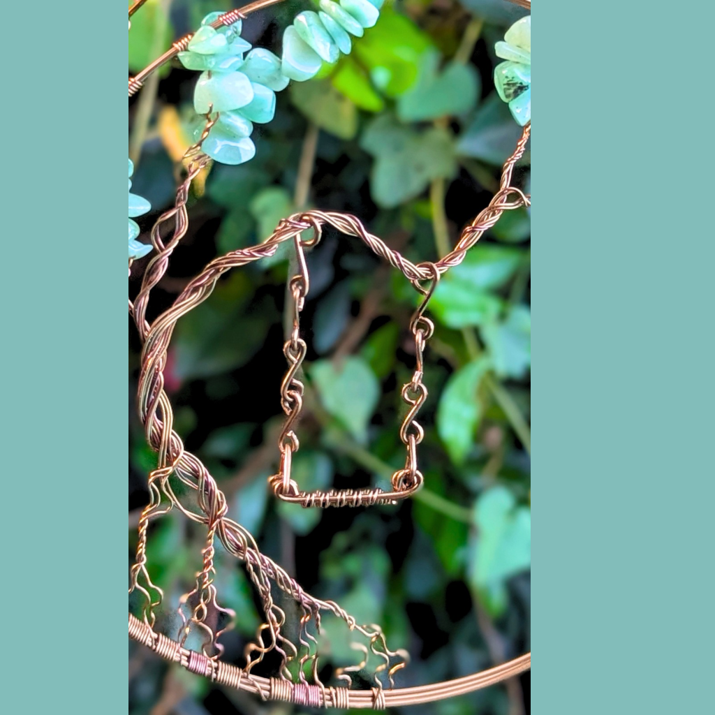 Tree suncatcher with swing | Green aventurine gemstones | Wire wrapped |