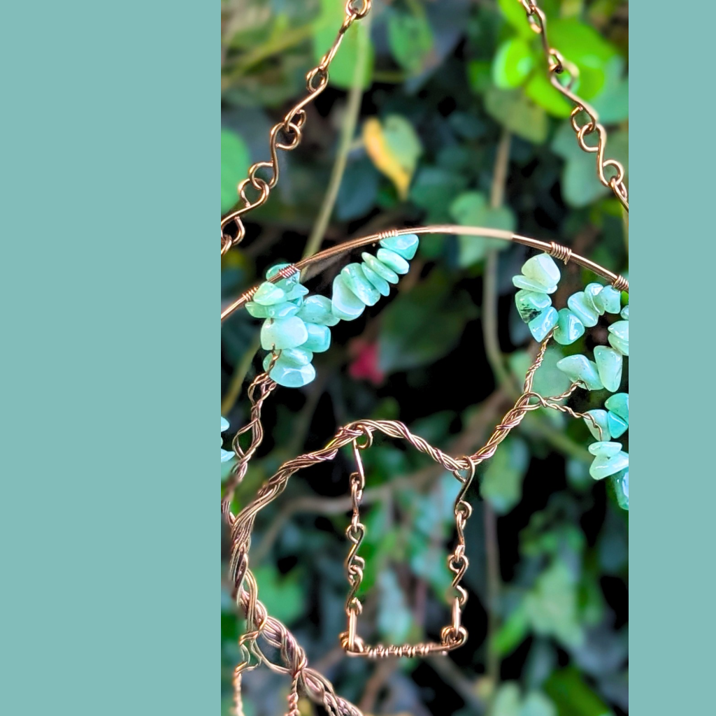 Tree suncatcher with swing | Green aventurine gemstones | Wire wrapped |