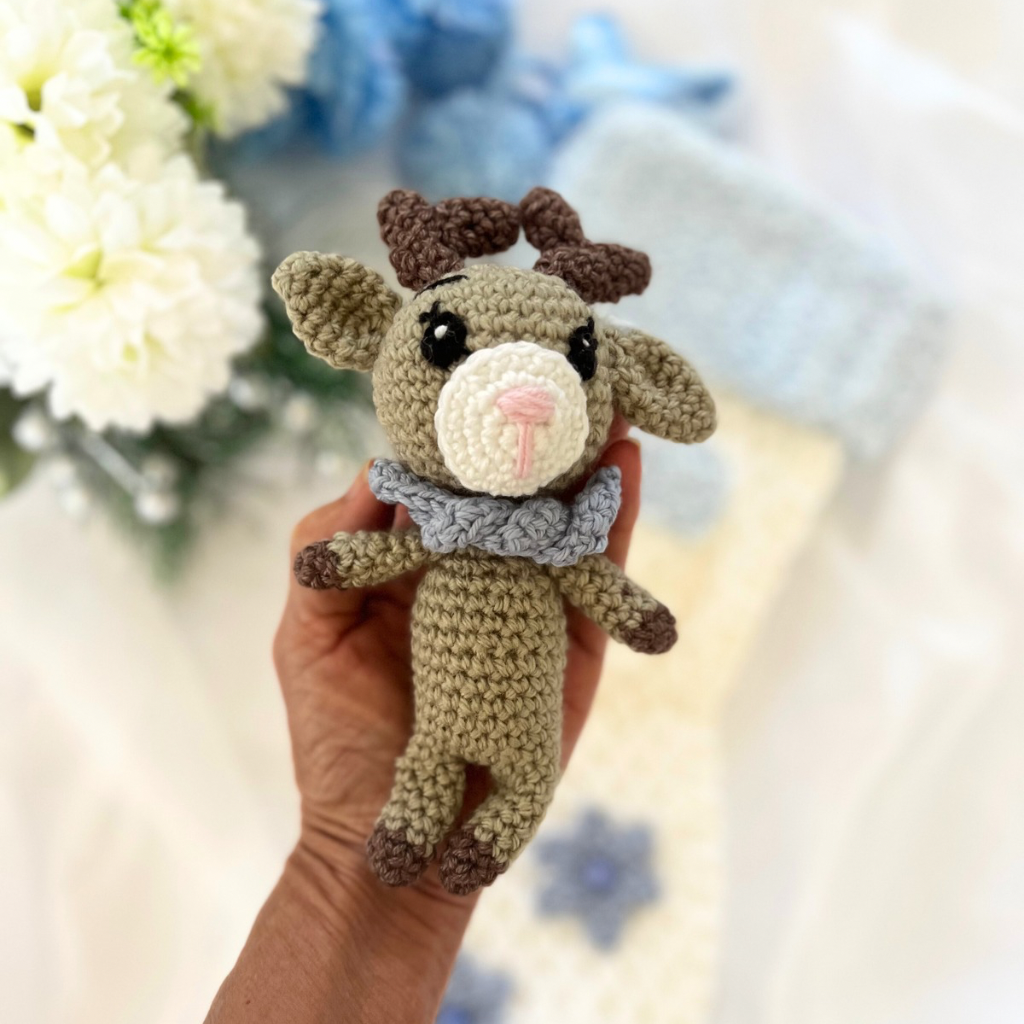 Handmade Baby Xmas Reindeer Stocking Personalised