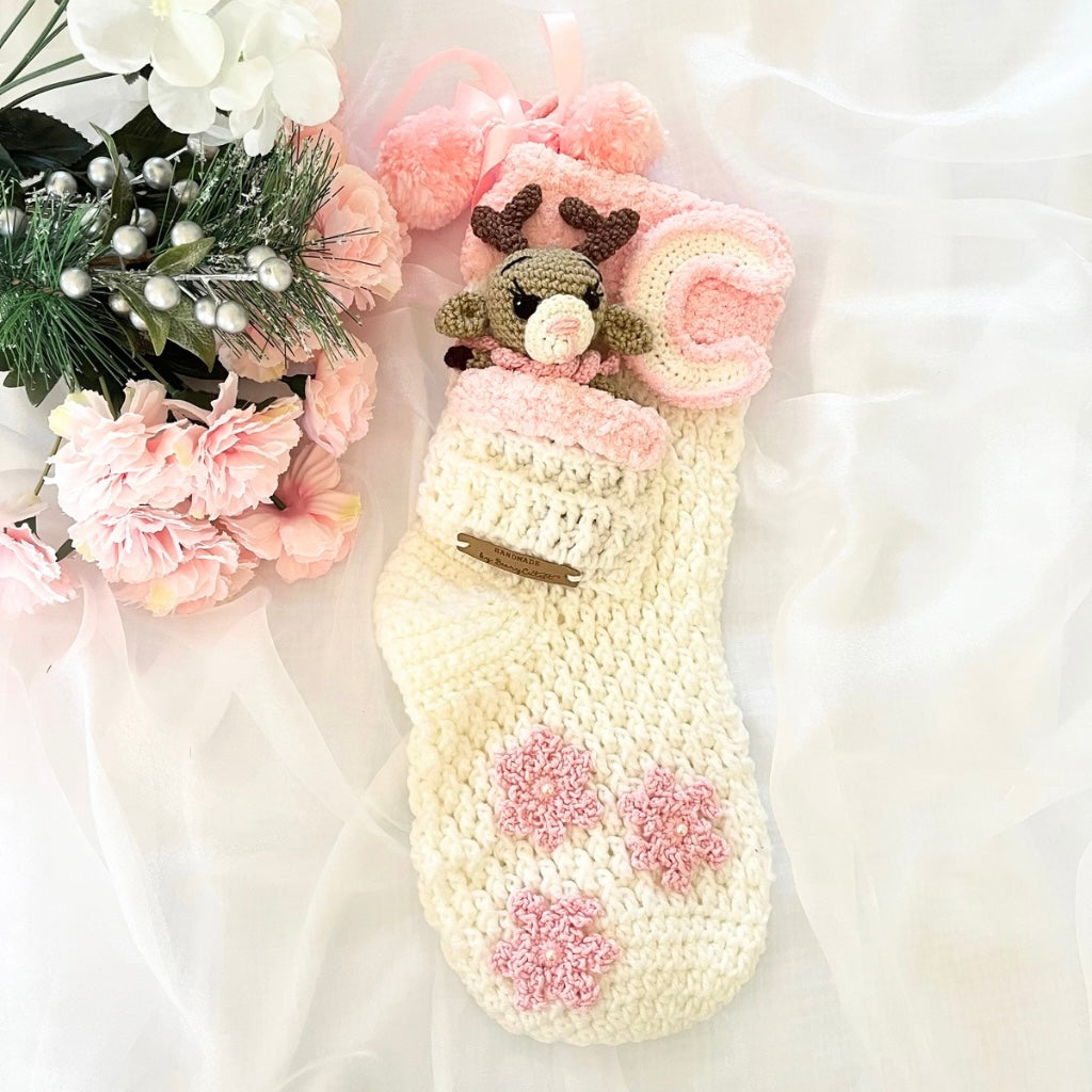 Handmade Baby Xmas Reindeer Stocking