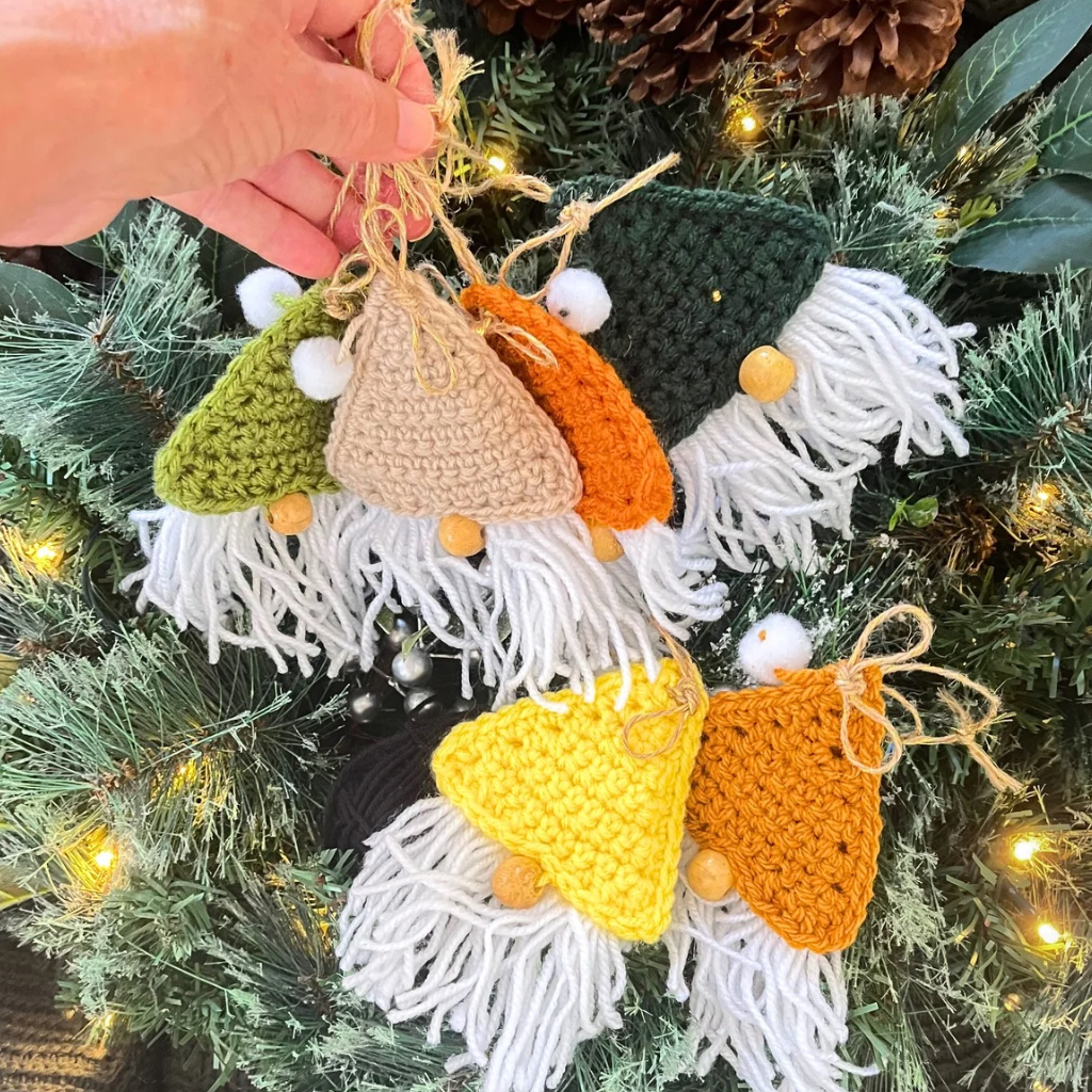 Crochet Gnome Xmas Tree Decorations Xmas Pack of Six