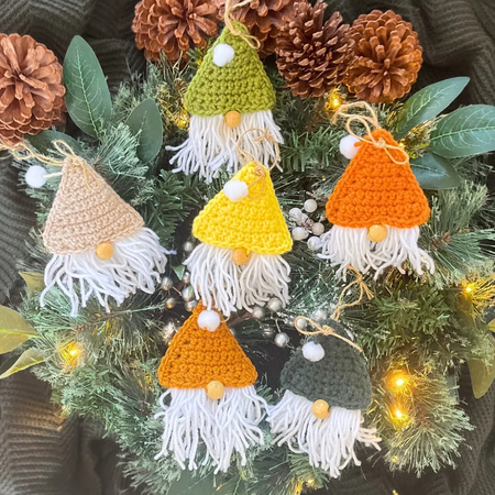 Crochet Gnome Xmas Tree Decorations Xmas Pack of Six