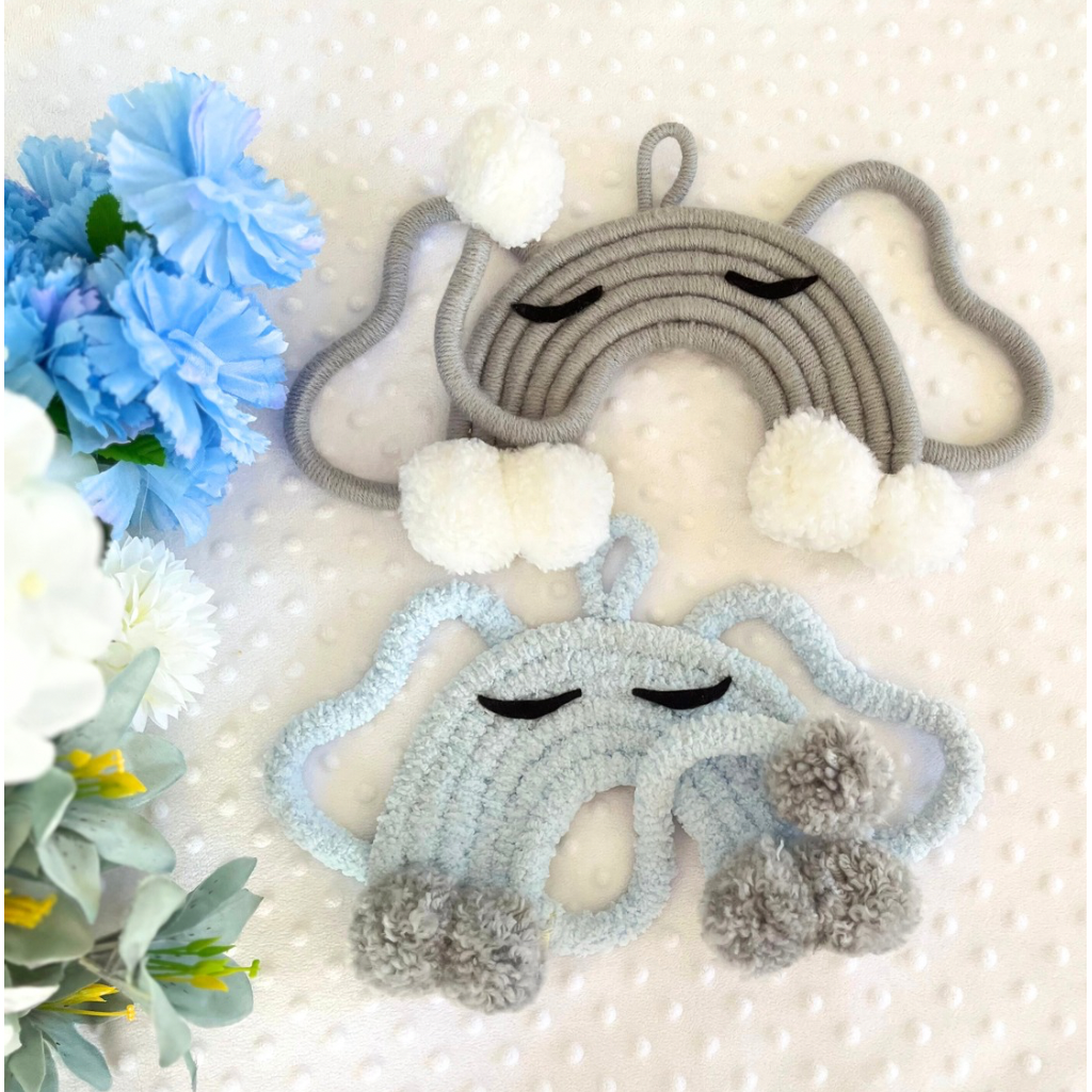 Elephant Macrame Wall Hangings Set - Baby Decor - Girls Room Decor