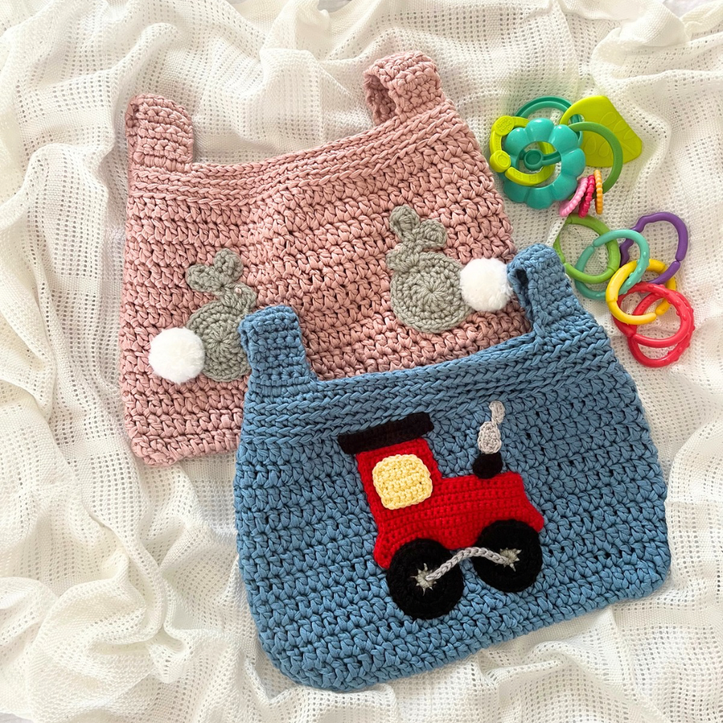 Handmade Crochet Nursery Organiser|Nursery Toy Storage Bag