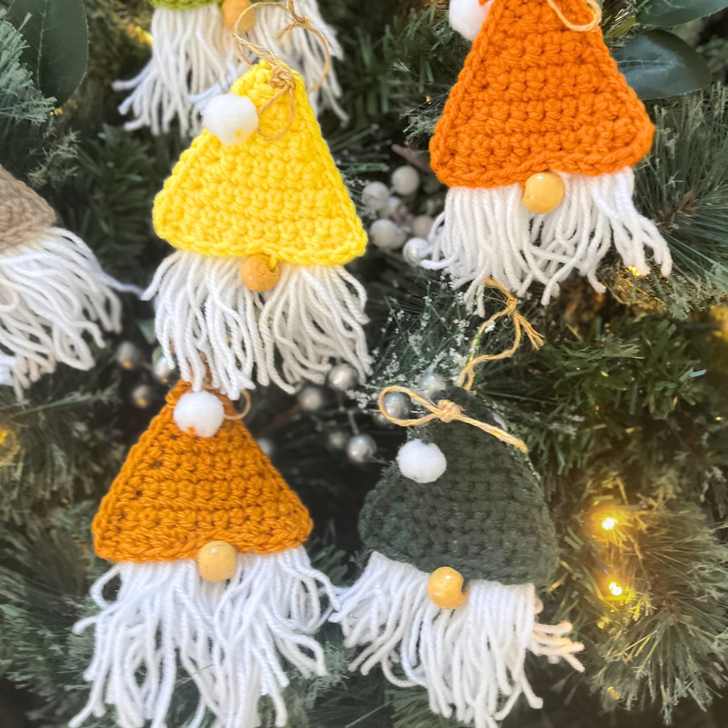 Crochet Gnome Xmas Tree Decorations Xmas Pack of Six