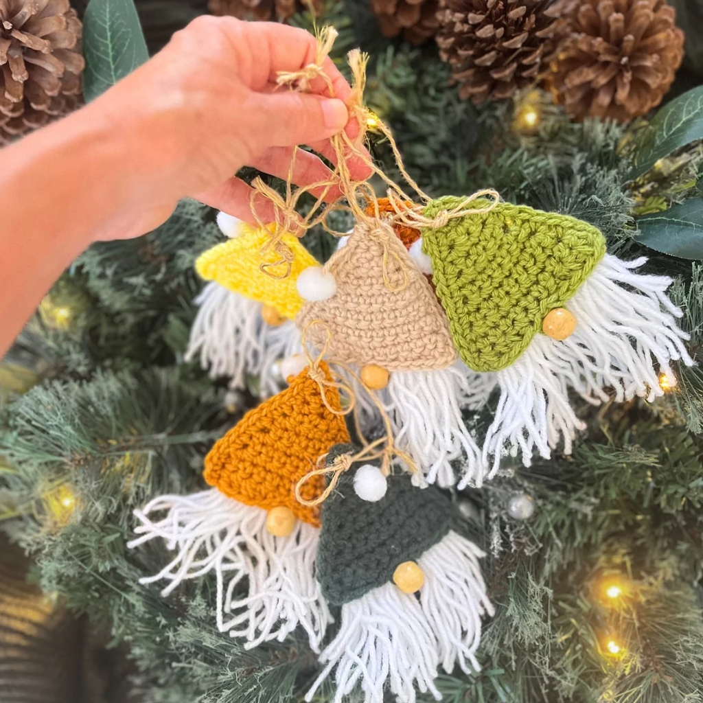 Crochet Gnome Xmas Tree Decorations Xmas Pack of Six