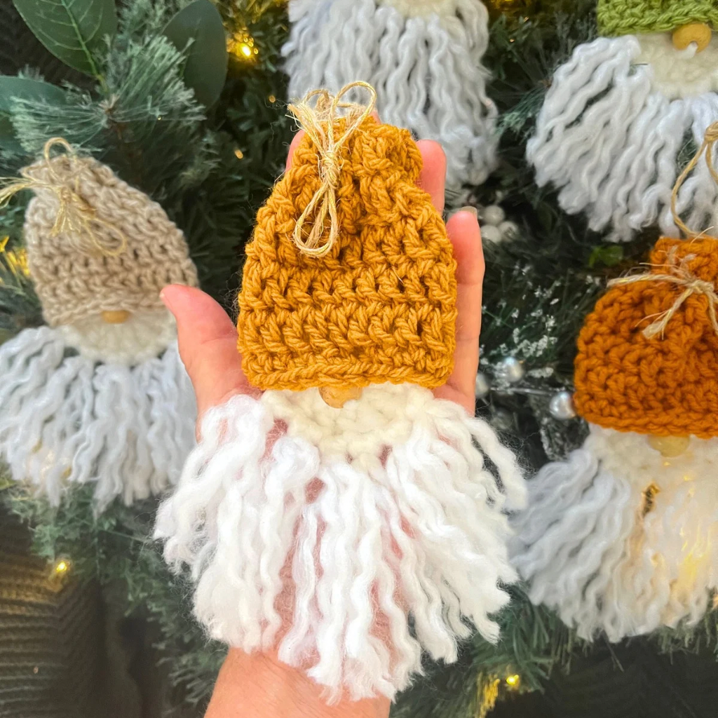 Crochet Gnome Xmas Tree Decorations Gift Pack of Six