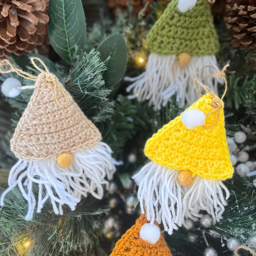 Crochet Gnome Xmas Tree Decorations Xmas Pack of Six