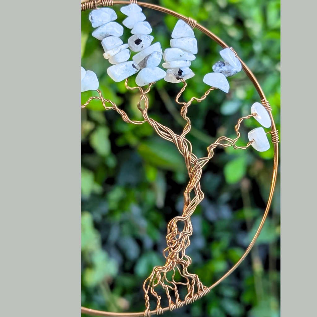 Handmade rainbow moonstone gemstone tree suncatcher | O.O.A.k