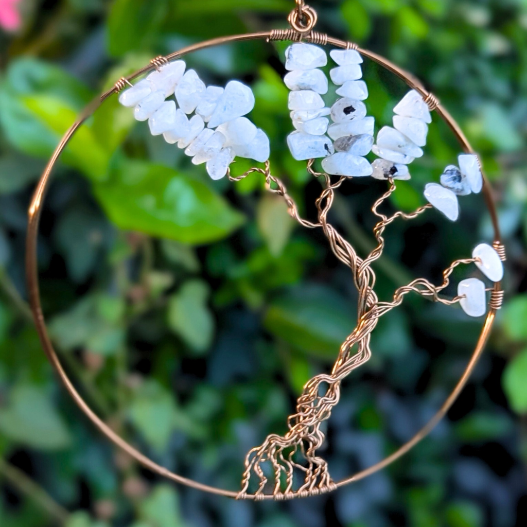 Rainbow moonstone suncatcher - Wire art - OOAK design