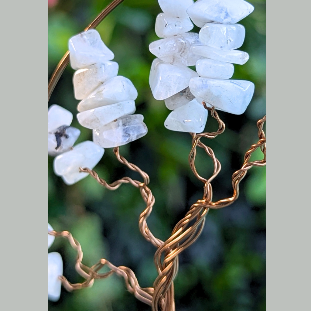 Handmade rainbow moonstone gemstone tree suncatcher | O.O.A.k
