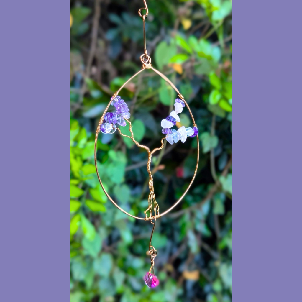 Mixed gemstone mini suncatcher - Wire art - Gift ready
