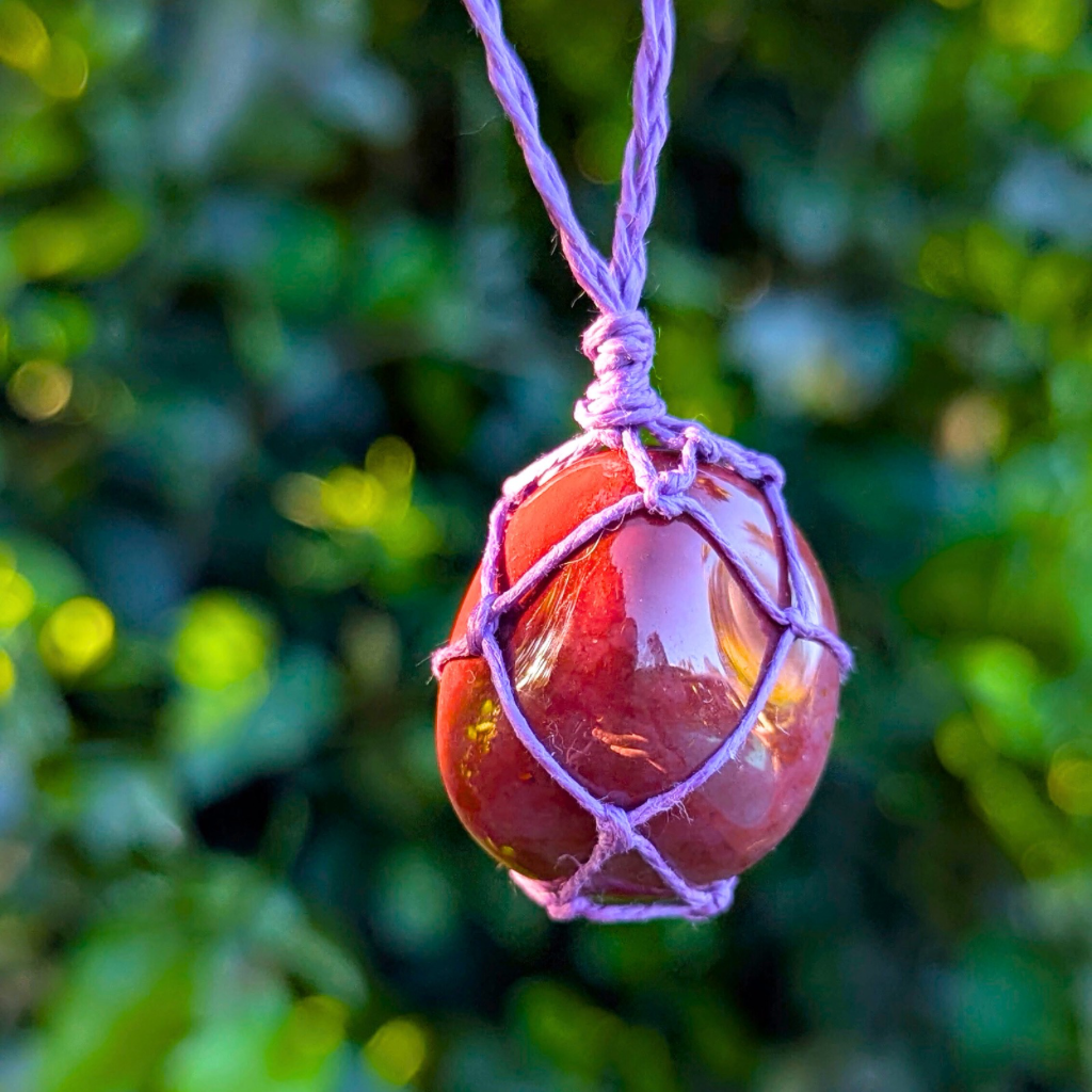 Gemstone necklace | Bloodstone | Hemp | One of a kind | Intention - Strength, courage, and vitality