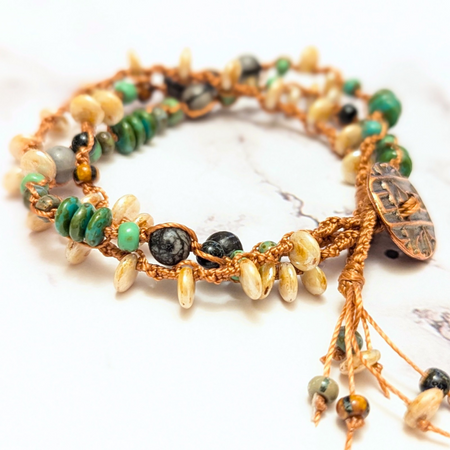 Black silk onyx bracelet - July birthstone - OOAK - Size medium