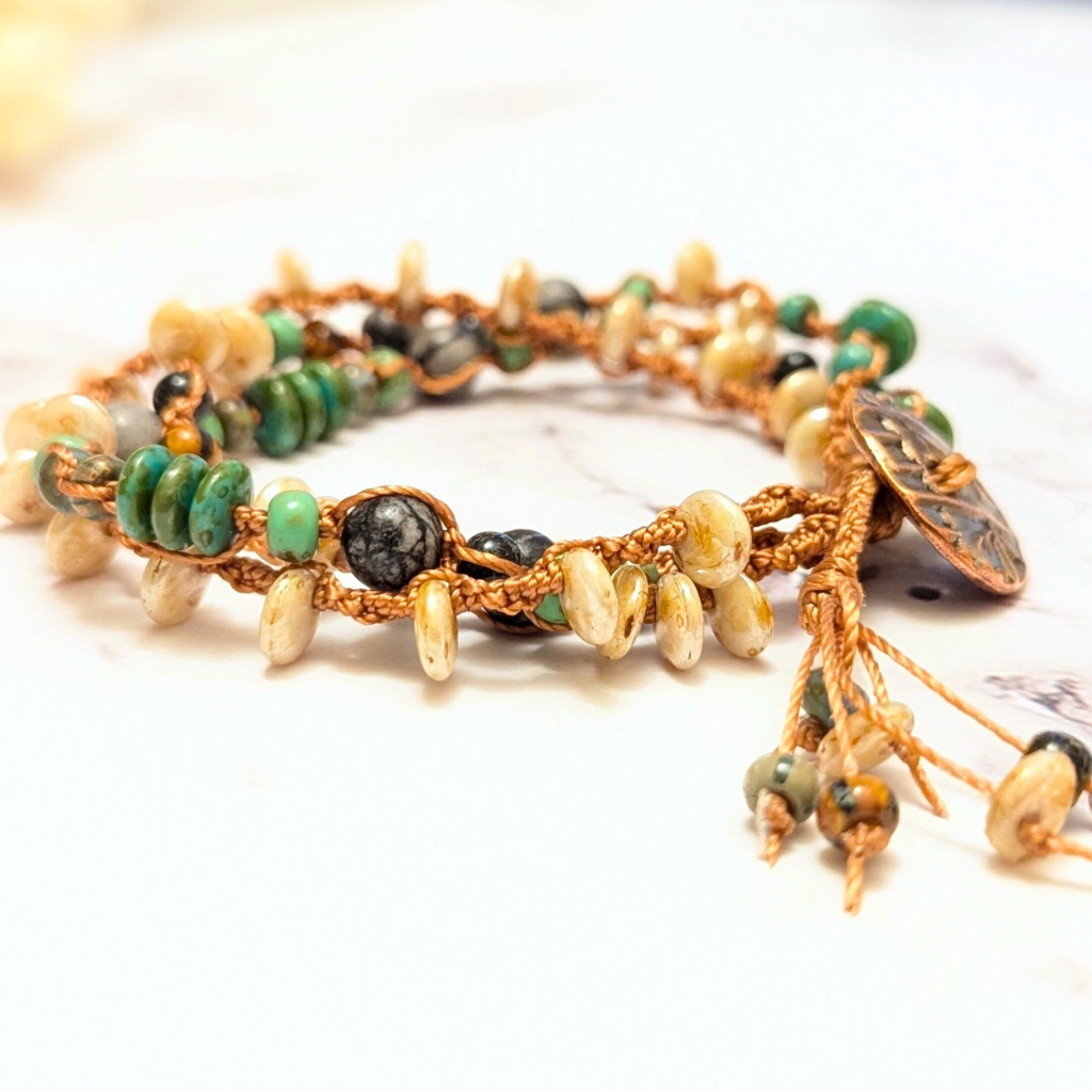 Black silk onyx bracelet - July birthstone - OOAK - Size medium