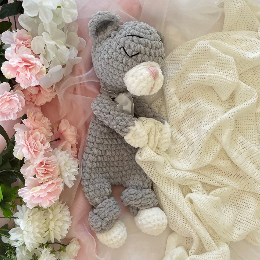 Crochet Teddy Bear Snuggler - Soft Toy - Snuggle Blanket