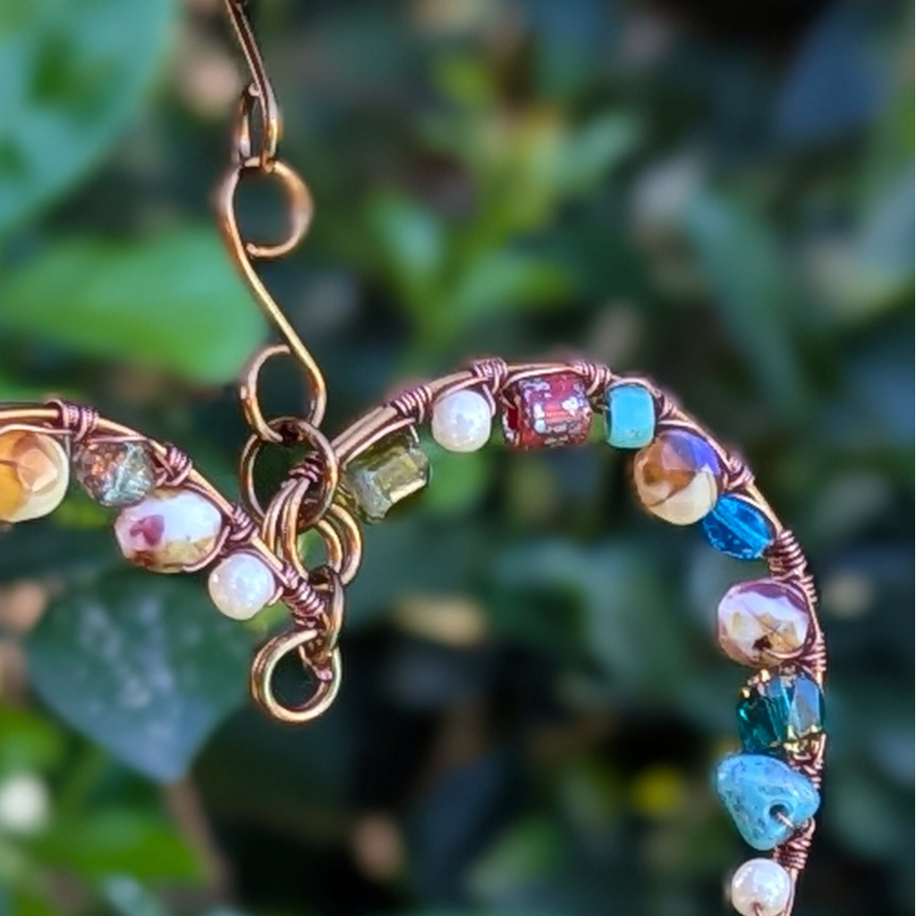 Heart suncatcher with glass beads | Gift wrapped with hand painted tag | One Of A Kind