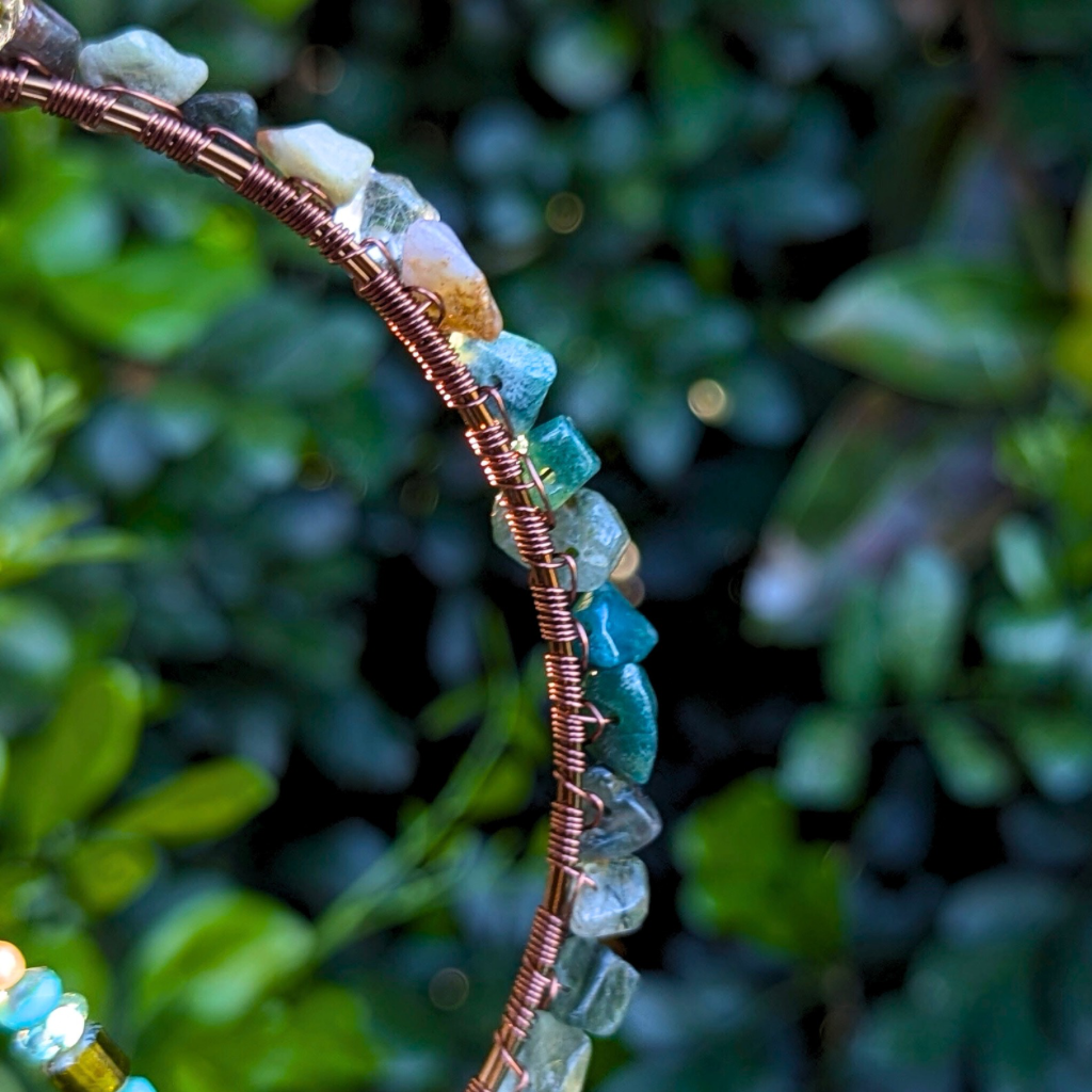Peace sign suncatcher with glass and gemstone beads | Gift wrapped with hand painted tag | One Of A Kind