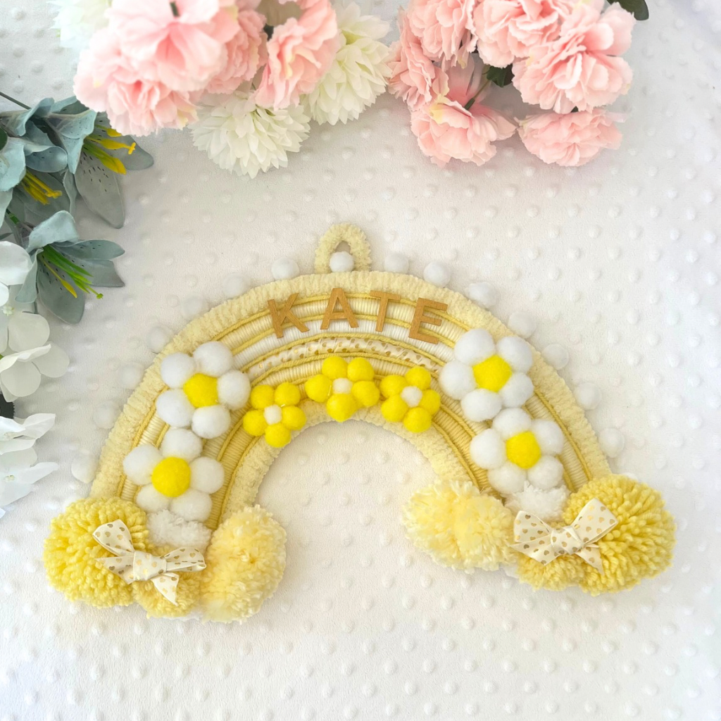 Personalised Daisy Macrame Wall Hanging - Nursery Decor - Baby Room Decor
