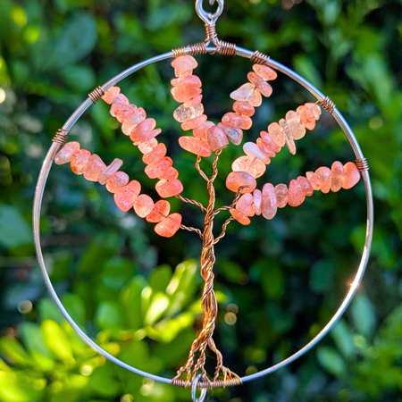 Handmade sunstone gemstone tree of life suncatcher | O.O.A.k