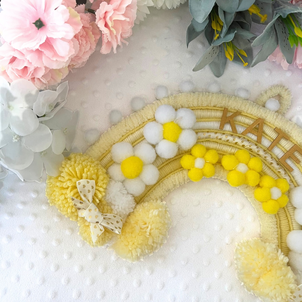 Personalised Daisy Macrame Wall Hanging - Nursery Decor - Baby Room Decor